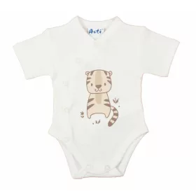 Biopamut elöl patentos rövid ujjú baba kombidresz