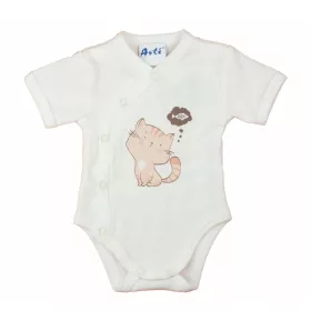 Biopamut elöl patentos rövid ujjú baba kombidresz