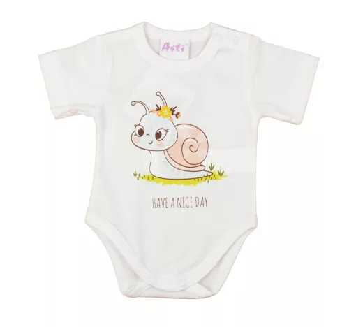 Rövid ujjú baba body cuki Csiga mintával