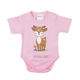 ABR Rövid ujjú pamut body - Rózsaszín - Őzike (44)