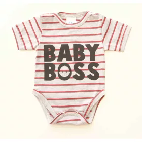   Rövid ujjú dupla patentos " Baby Boss" feliratú baba body