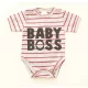 Rövid ujjú dupla patentos " Baby Boss" feliratú baba body