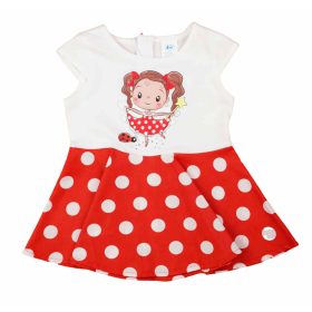   Rövid ujjú pamut kislány ruha fodros, pörgős szoknyarésszel