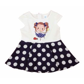   Rövid ujjú pamut kislány ruha fodros, pörgős szoknyarésszel