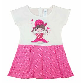 Rövid ujjú pamut kislány ruha, pörgős szoknyarésszel
