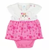 Rövid ujjú szoknyás baba body cuki Virágos cica mintával