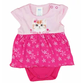   Rövid ujjú szoknyás baba body cuki Virágos cica mintával