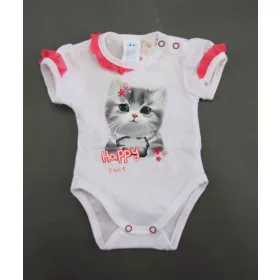 Fodros rövid ujjú baba body cuki Cicás mintával