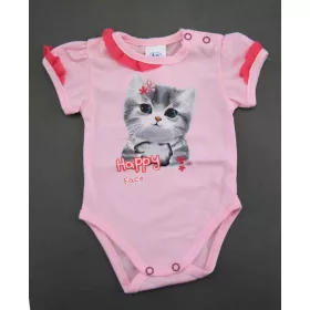 Fodros rövid ujjú baba body cuki Cicás mintával
