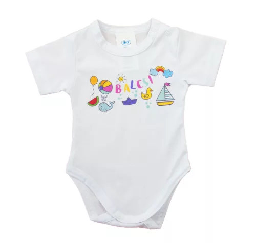 Rövid ujjú baba body Balaton mintával