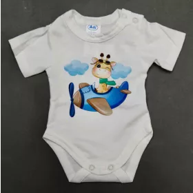   ABR Rövid ujjú pamut body - Fehér - Repülős zsiráf (56)