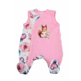 Ujjatlan virágos baba rugdalózó Mókus mintával