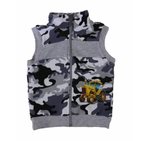 Belül bolyhos kisfiú terepes mellény traktor mintával