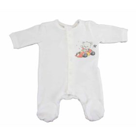   Vékony, pamut, elöl patentos kisfiú rugdalózó versenyautós mintával
