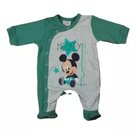   ABR Hosszú ujjú elől patentos pamut rugi - Szürke-Zöld - Mickey egér (62)