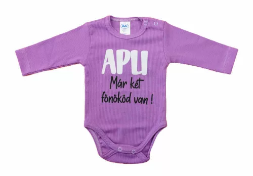 Feliratos rövid ujjú baba body