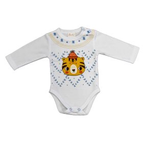 Hosszú ujjú baba body karácsonyi tigris mintával