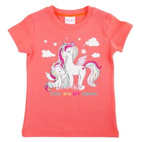 Rövid ujjú lány póló unikornis mintával