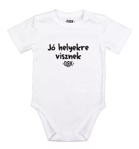 Dorko "Jó helyekre visznek" mintával nyomot rövid ujjú baba body