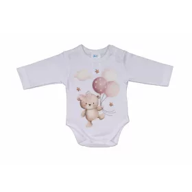 ABR Hosszú ujjú baba body Macis mintával - Fehér - 74