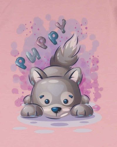 Hosszú ujjú kislány póló cuki Kutyus mintával