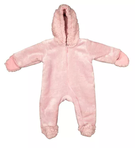 ABR Kapucnis wellsoft baba overál - Púder rózsaszín - 56