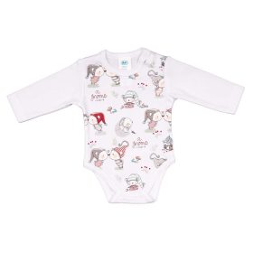   ABR Hosszú ujjú baba body karácsonyi manó mintával - Fehér - 74