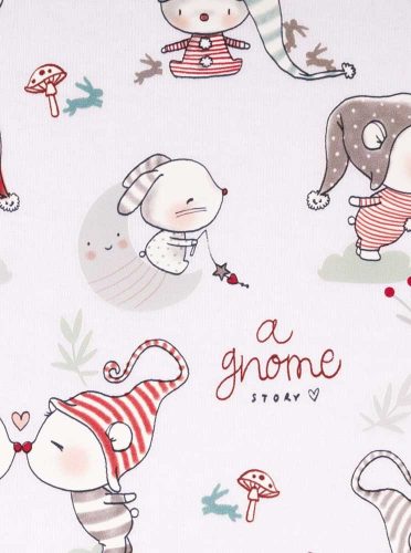 ABR Hosszú ujjú baba body karácsonyi manó mintával - Fehér - 74