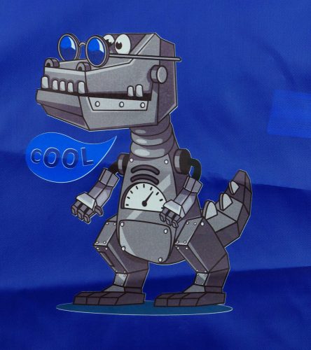 Zsinóros tornazsák Kisfiú robot kutya mintával