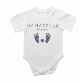   Hamarosan érkezem újszülött baba body, babaváró ajándék