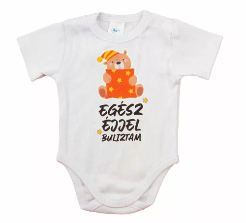 Feliratos rövid ujjú baba body