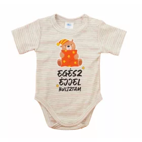 Feliratos rövid ujjú baba body