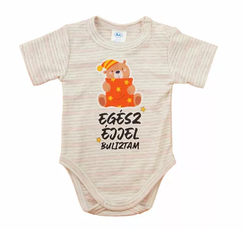 Feliratos rövid ujjú baba body