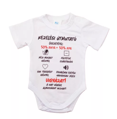 Feliratos rövid ujjú baba body