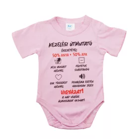 Feliratos rövid ujjú baba body