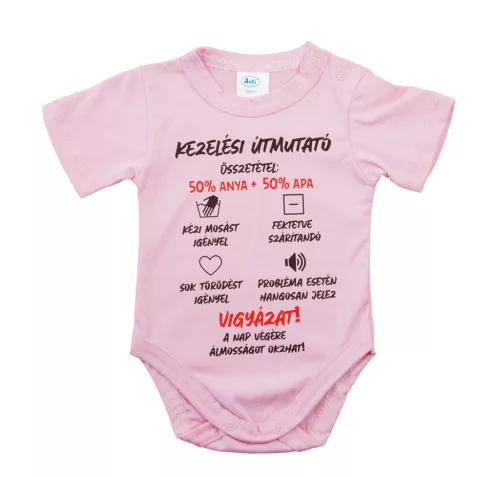 Feliratos rövid ujjú baba body