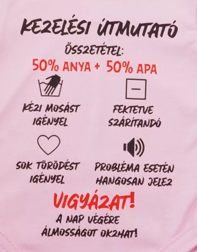 Feliratos rövid ujjú baba body