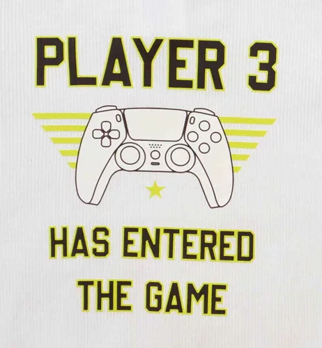 Feliratos rövid ujjú baba body