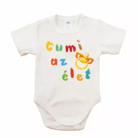 Feliratos rövid ujjú baba body