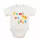 Feliratos rövid ujjú baba body