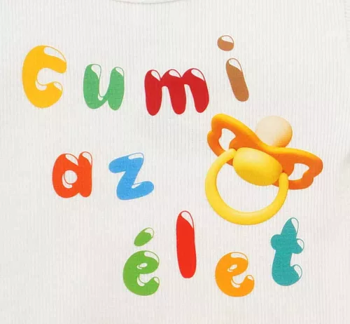 Feliratos rövid ujjú baba body