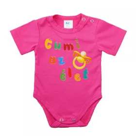 Feliratos rövid ujjú baba body