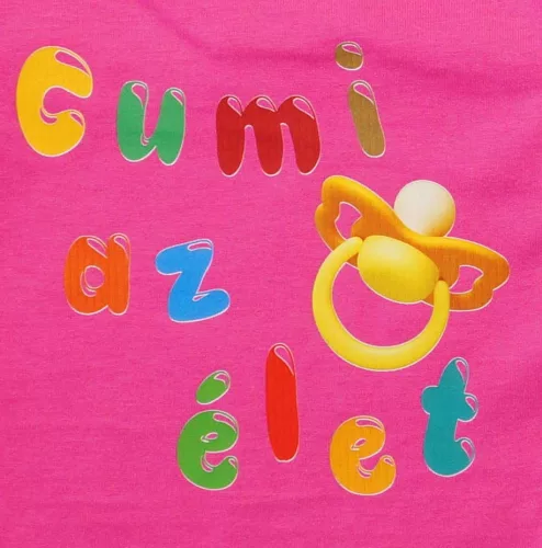 Feliratos rövid ujjú baba body