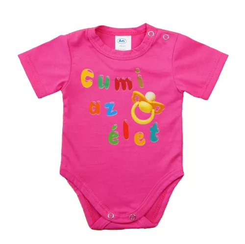 Feliratos rövid ujjú baba body
