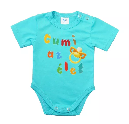Feliratos rövid ujjú baba body