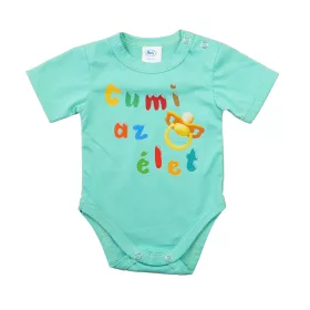 Feliratos rövid ujjú baba body