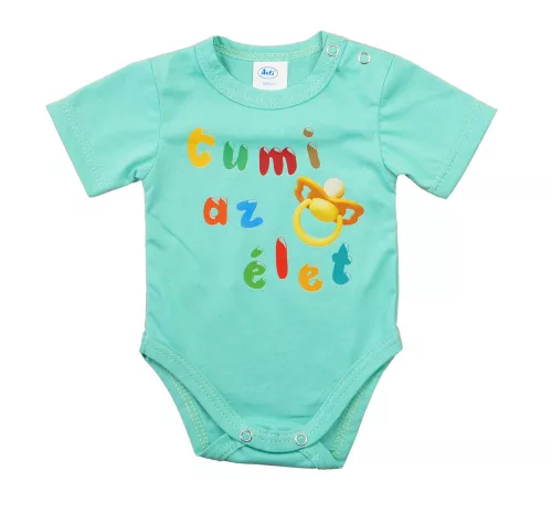 Feliratos rövid ujjú baba body
