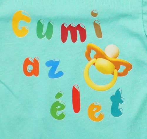 Feliratos rövid ujjú baba body