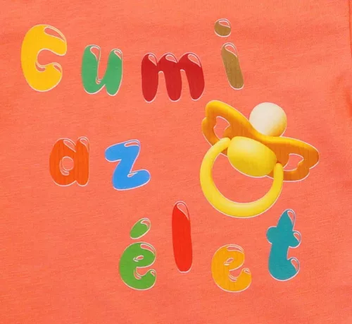 Feliratos rövid ujjú baba body