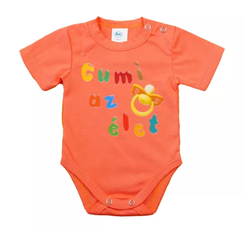 Feliratos rövid ujjú baba body